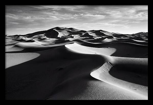 Erg Chebbi Dunes In Monochrome