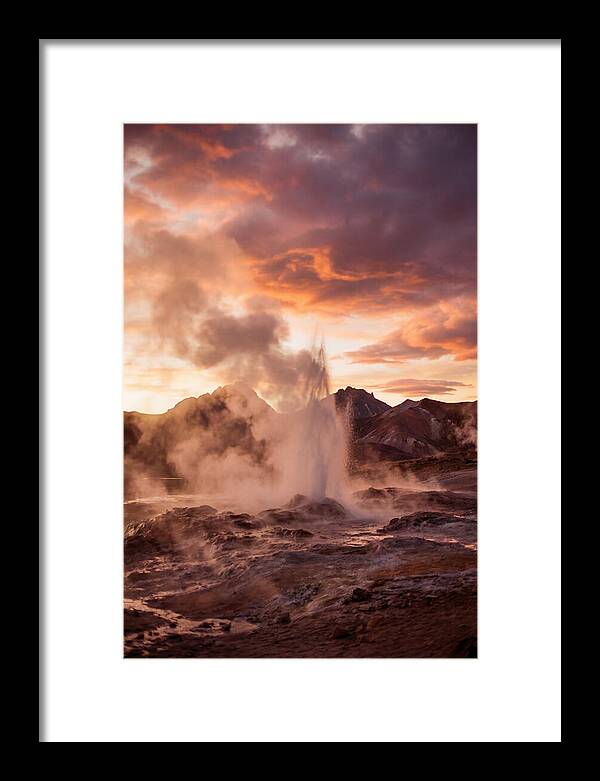 Erupting Geyser At Dusk