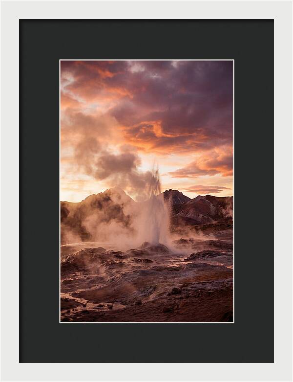 Erupting Geyser At Dusk