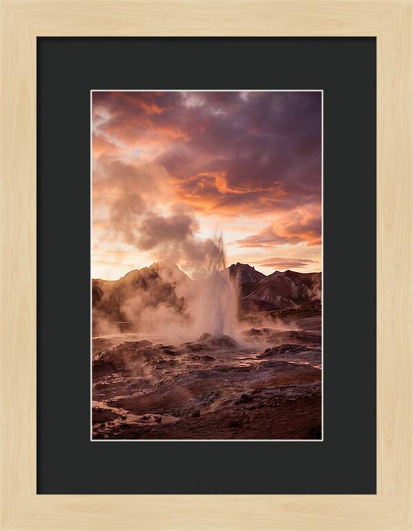 Erupting Geyser At Dusk