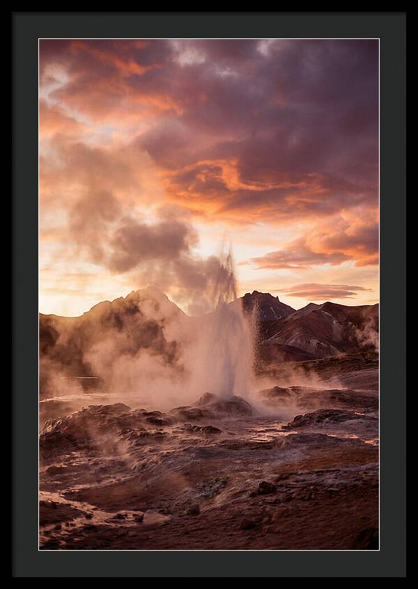 Erupting Geyser At Dusk