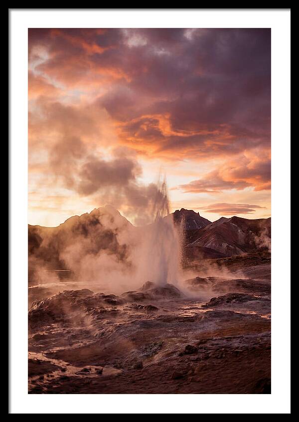 Erupting Geyser At Dusk