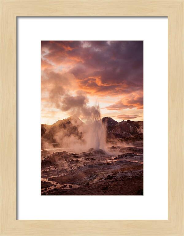 Erupting Geyser At Dusk