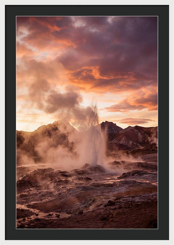 Erupting Geyser At Dusk