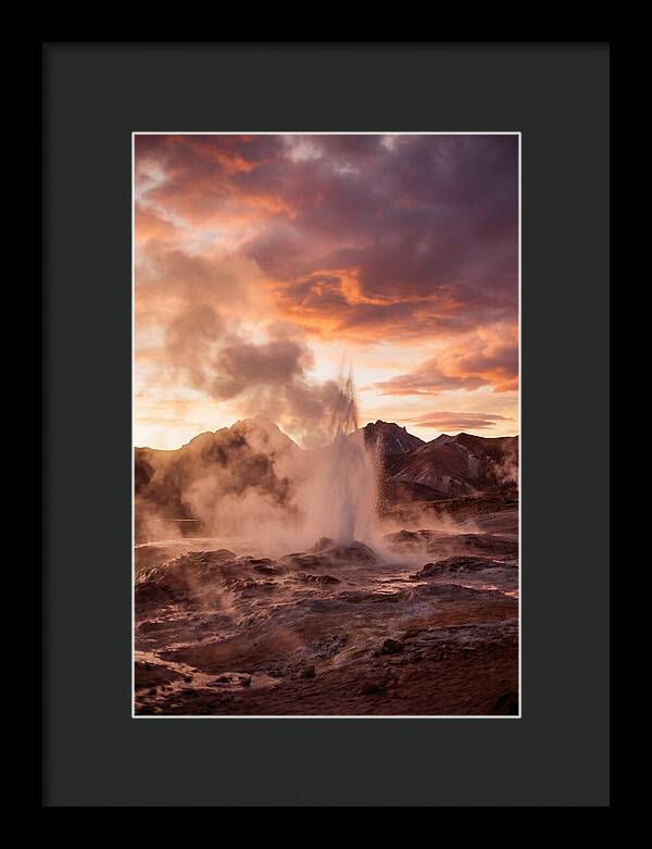 Erupting Geyser At Dusk
