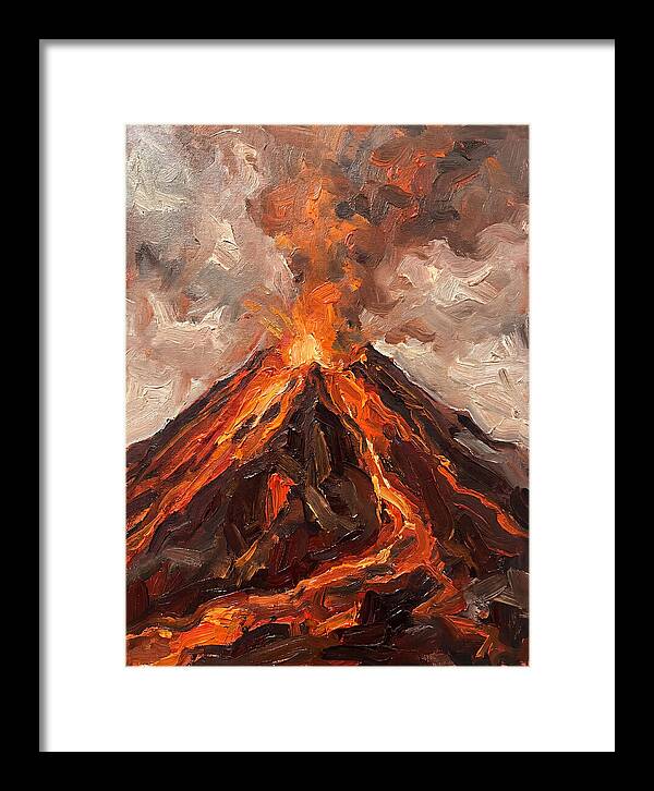 Erupting Volcano At Dusk