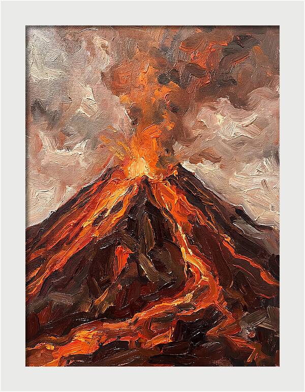 Erupting Volcano At Dusk