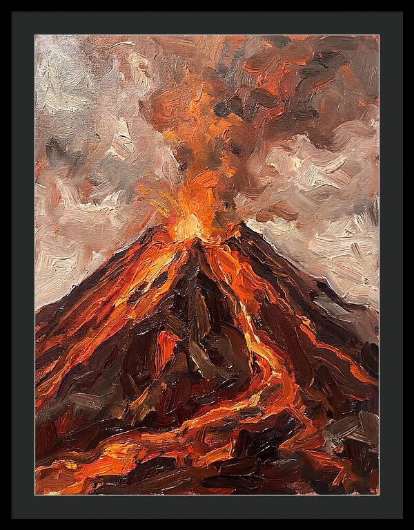 Erupting Volcano At Dusk