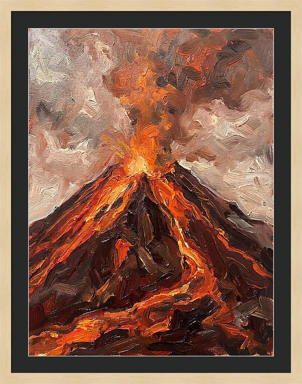 Erupting Volcano At Dusk