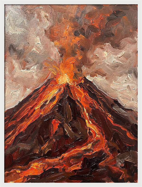 Erupting Volcano At Dusk
