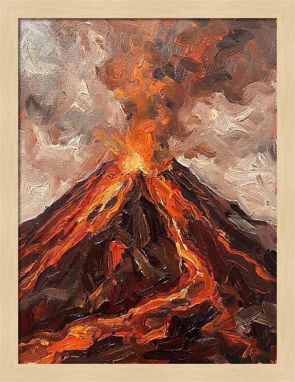 Erupting Volcano At Dusk