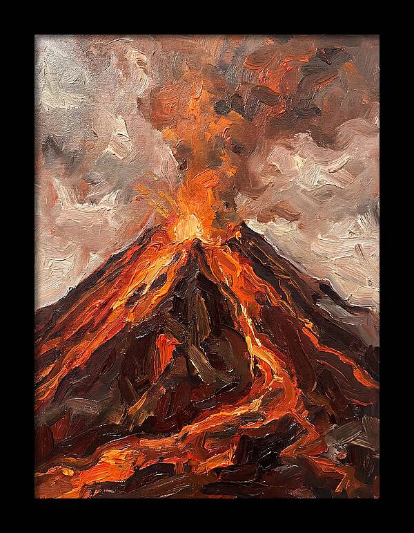 Erupting Volcano At Dusk