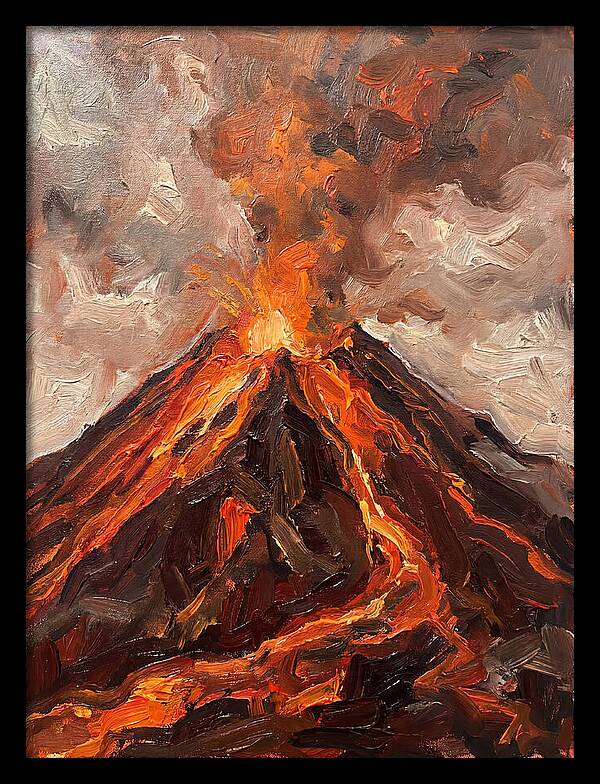 Erupting Volcano At Dusk