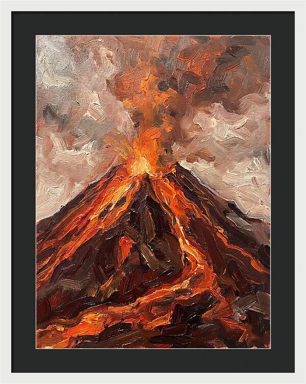Erupting Volcano At Dusk