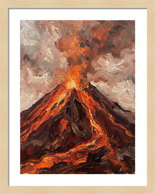 Erupting Volcano At Dusk