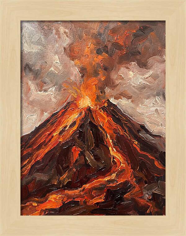 Erupting Volcano At Dusk