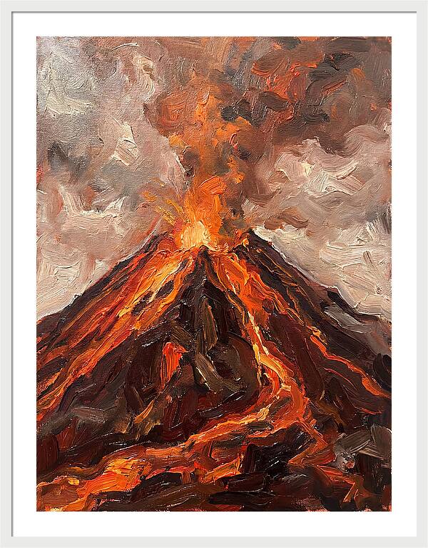 Erupting Volcano At Dusk