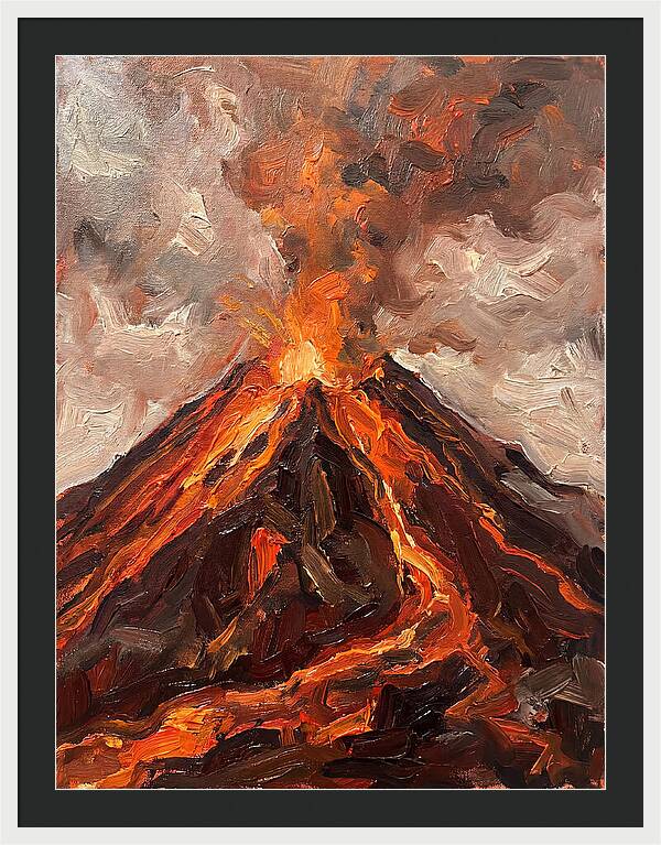 Erupting Volcano At Dusk