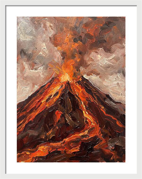 Erupting Volcano At Dusk
