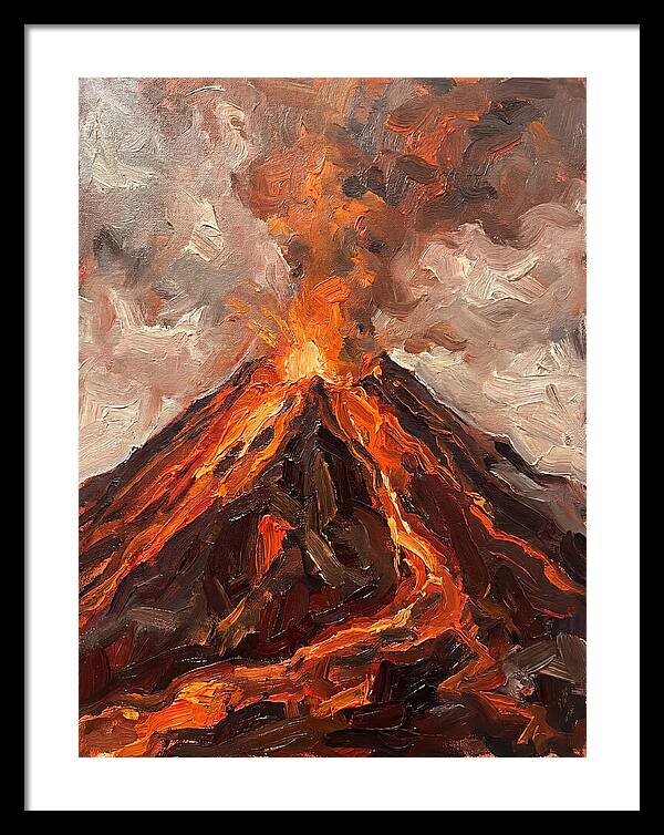 Erupting Volcano At Dusk