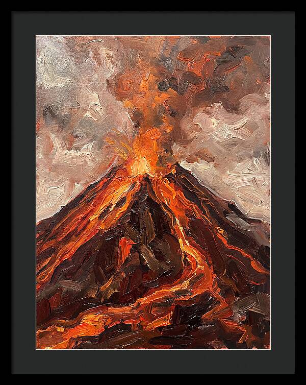 Erupting Volcano At Dusk