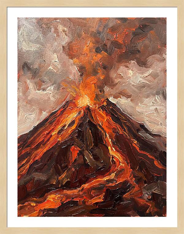 Erupting Volcano At Dusk
