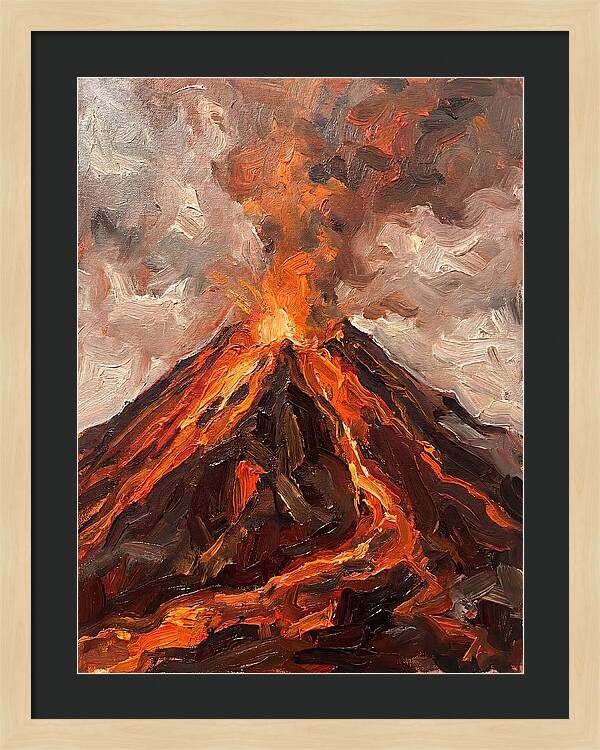 Erupting Volcano At Dusk