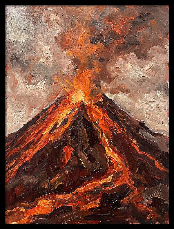 Erupting Volcano At Dusk