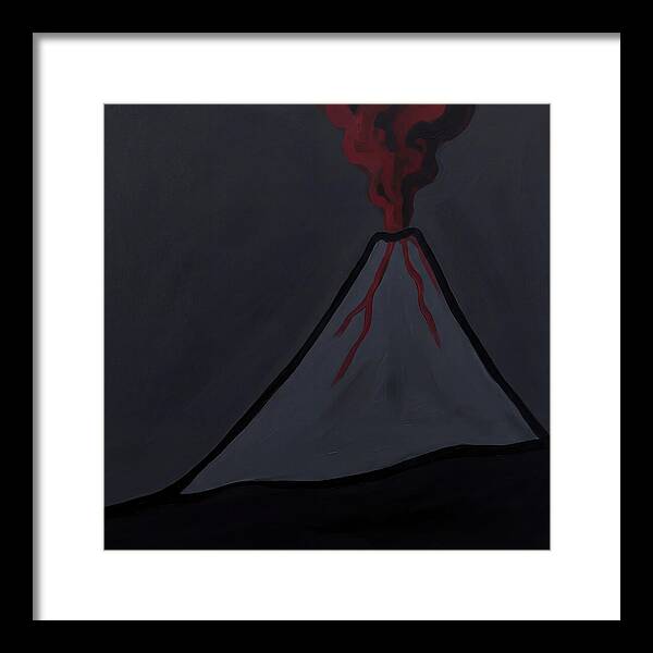 Erupting Volcano In Minimalist Style