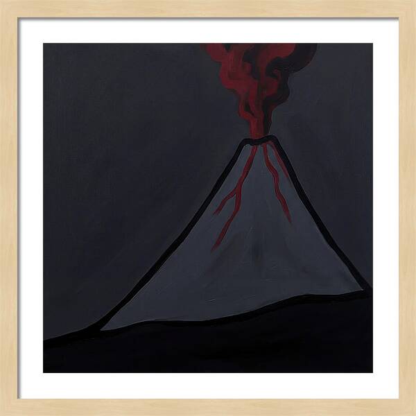 Erupting Volcano In Minimalist Style