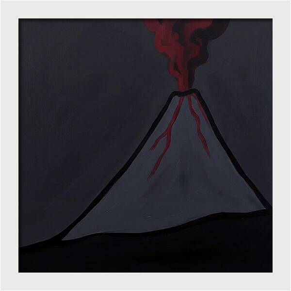 Erupting Volcano In Minimalist Style