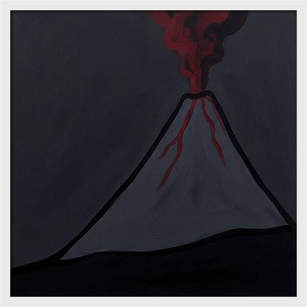 Erupting Volcano In Minimalist Style