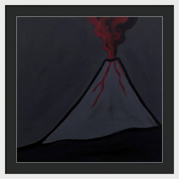 Erupting Volcano In Minimalist Style