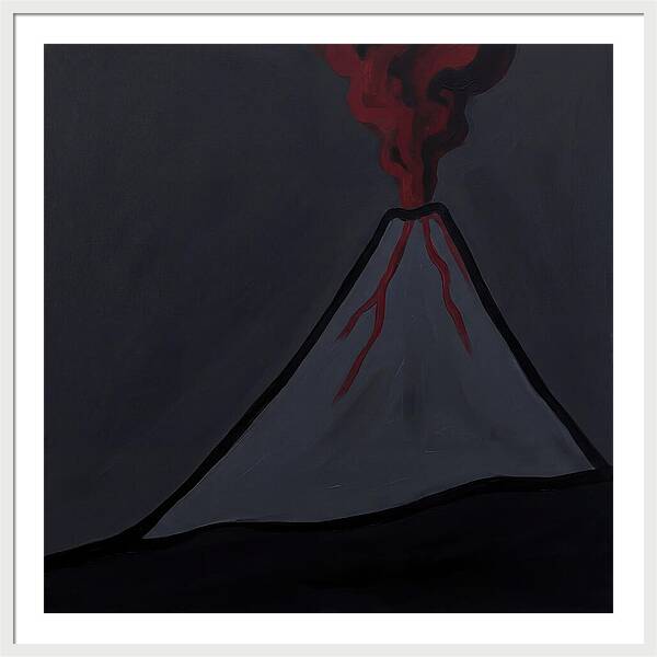Erupting Volcano In Minimalist Style