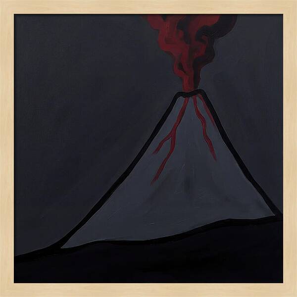 Erupting Volcano In Minimalist Style