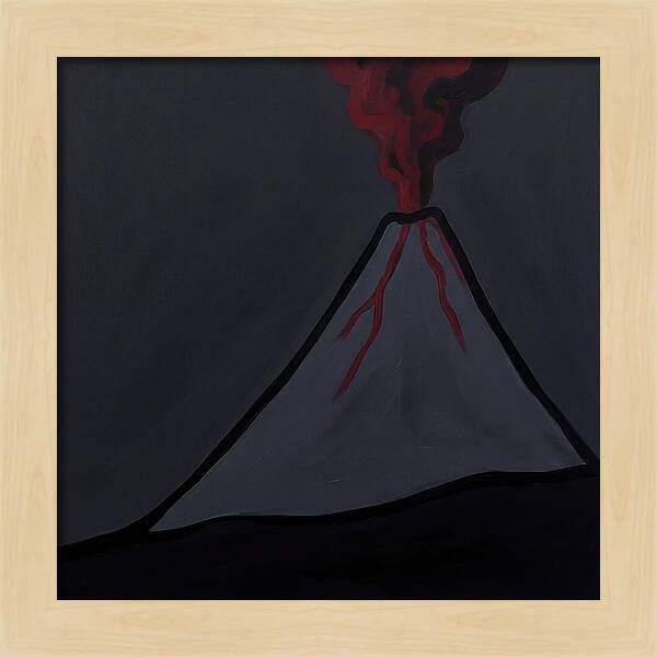 Erupting Volcano In Minimalist Style