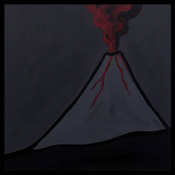 Erupting Volcano In Minimalist Style