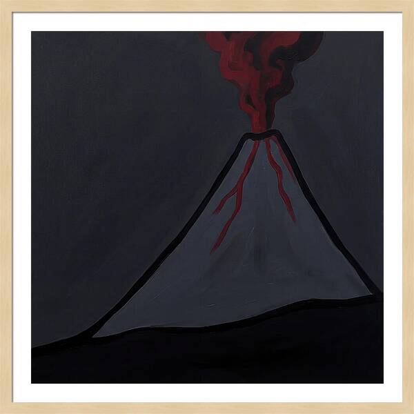 Erupting Volcano In Minimalist Style