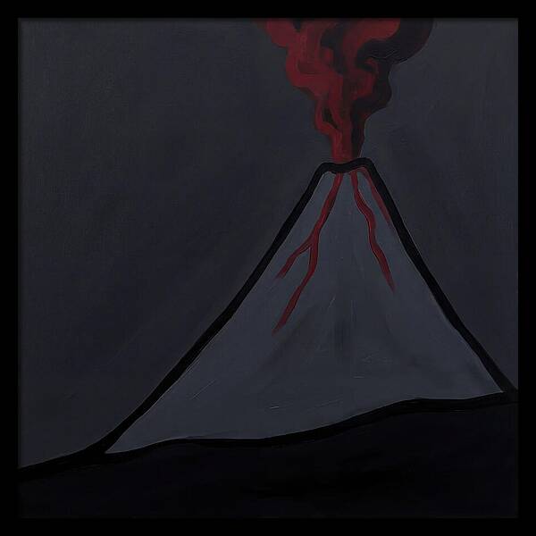Erupting Volcano In Minimalist Style
