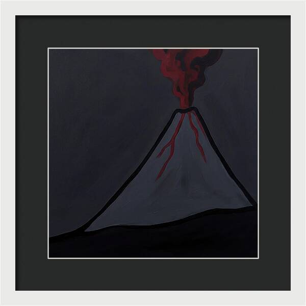 Erupting Volcano In Minimalist Style