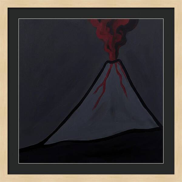 Erupting Volcano In Minimalist Style