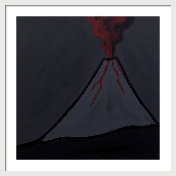Erupting Volcano In Minimalist Style