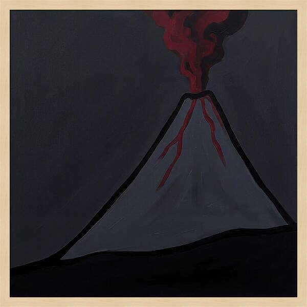 Erupting Volcano In Minimalist Style