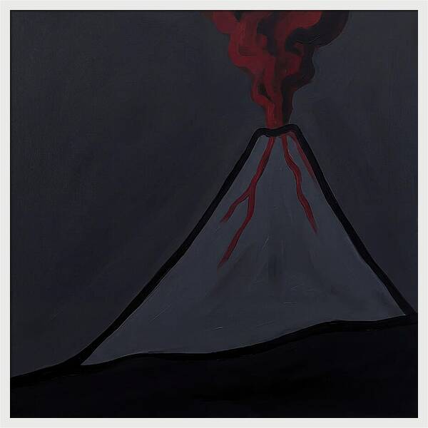 Erupting Volcano In Minimalist Style