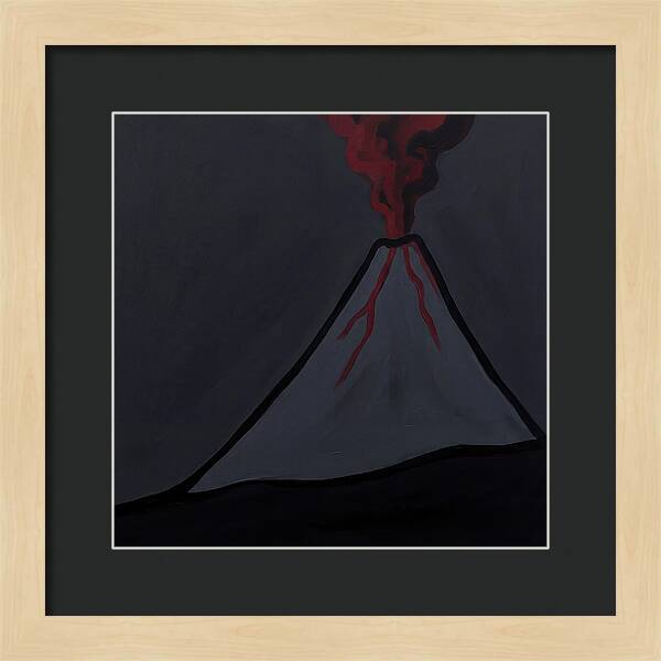 Erupting Volcano In Minimalist Style