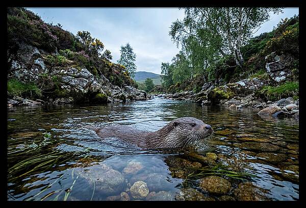 Eurasian Otter Swimming In Scotland
