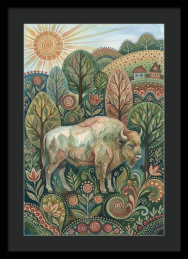 European Bison In A Folk Landscape