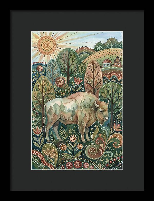 European Bison In A Folk Landscape