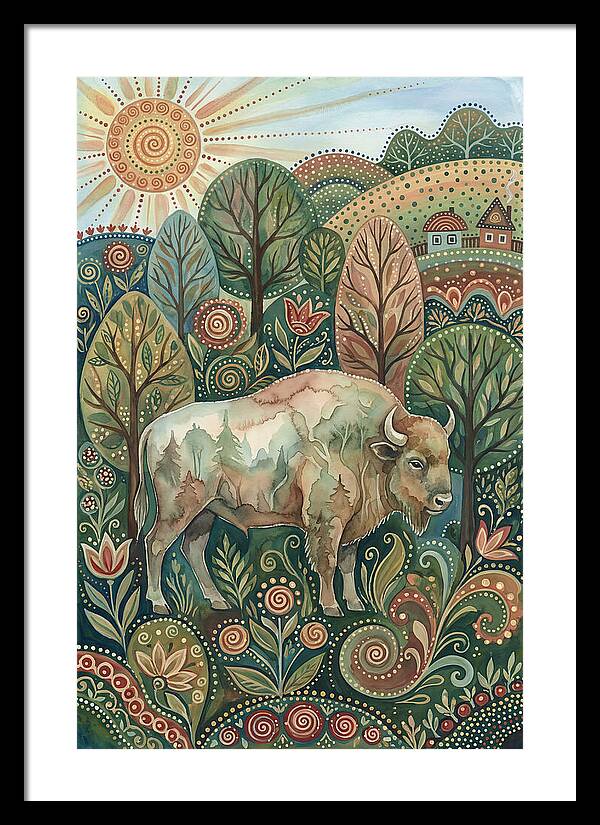 European Bison In A Folk Landscape
