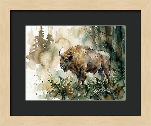 European Bison In Watercolor